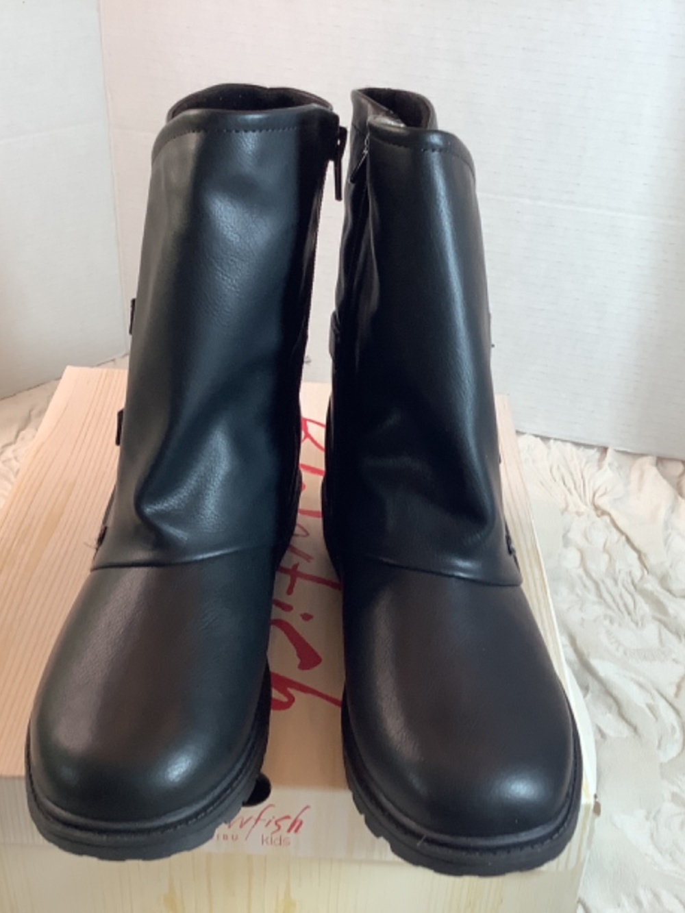 NWT Blowfish Malibu Kids black leather moto boots big girls 3 or ladies 5. - Picture 4 of 14